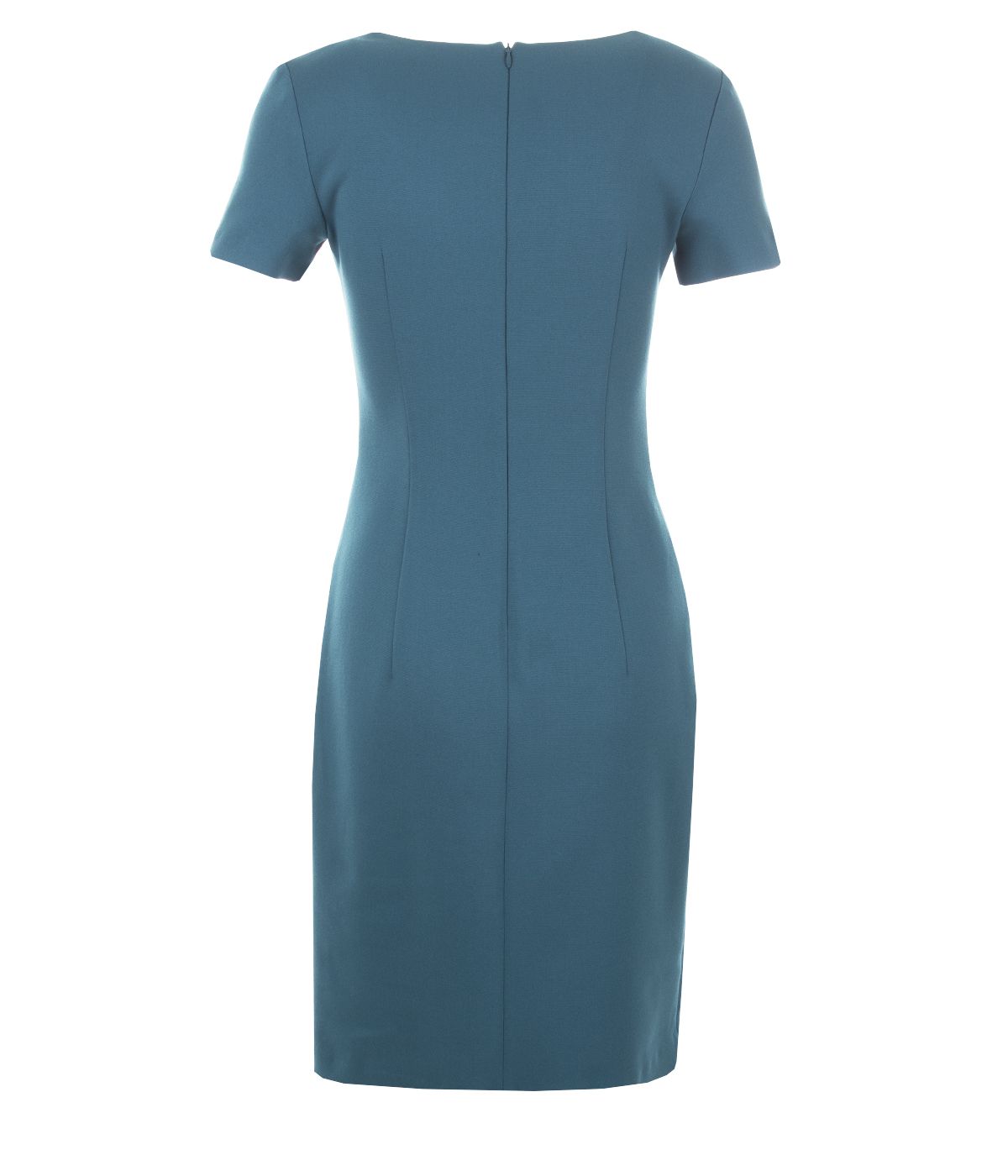 Straight short-sleeved dress with decorative zippers, with rayon and viscose  1